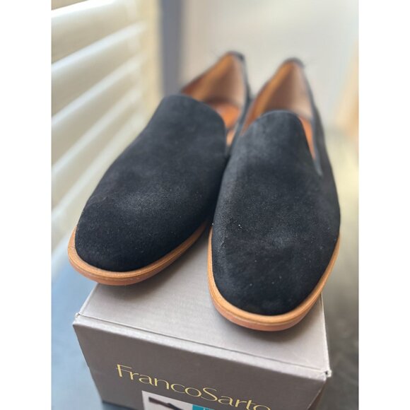 Franco Sarto Jenna Genuine Black Suede Slip-On Loafers Elegant & Comfortable - Picture 1 of 8